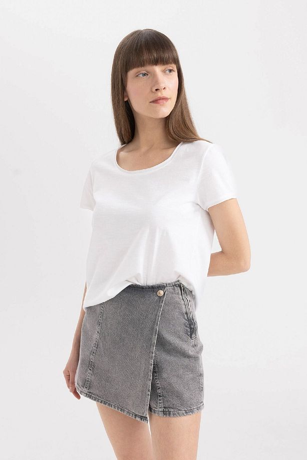 Yüksek Bel Mini Jean Şort Etek C0695AX24SM - 6