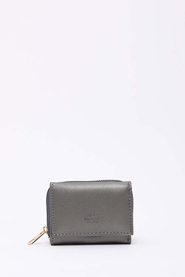 Silver Shk177 Faux Leather 8 Compartments, Card Holder, Paper and Coin Compartment Snap Wallet