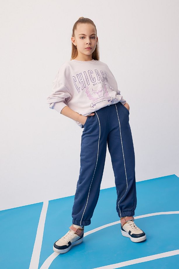 Kız Çocuk Loose Fit Beli Bağcıklı Lastikli Paça Cepli Jogger Eşofman Altı C0309a824sp - 1