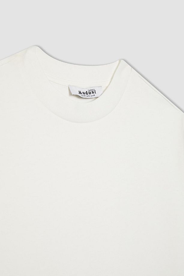 Regular Fit Bisiklet Yaka Basic Düz Kısa Kollu %100 Pamuk Tunik A8351ax24sp - 8