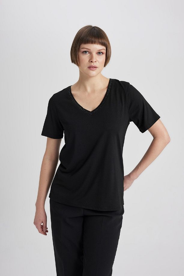 Regular Fit V Yaka Kısa Kollu Tişört K5057az24sp - 4