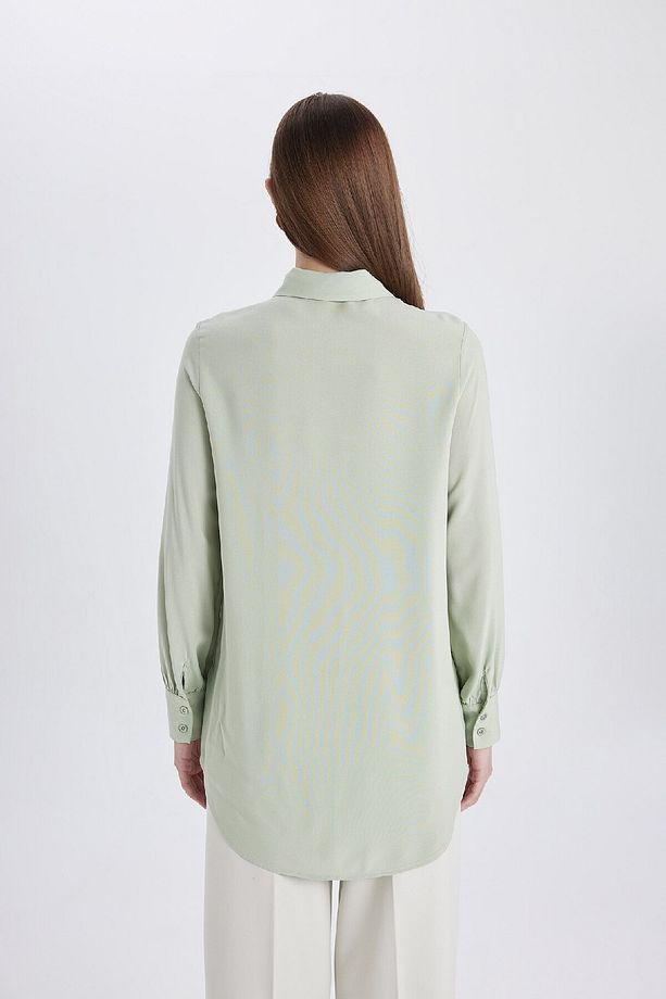 Regular Fit Basic Düz Uzun Kollu Gömlek Tunik Z3538az24sp - 6