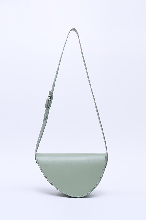 Mint Green Shk154 Faux Leather Asymmetric Snap Fastener Single Compartment Lined Arm and Shoulder Bag