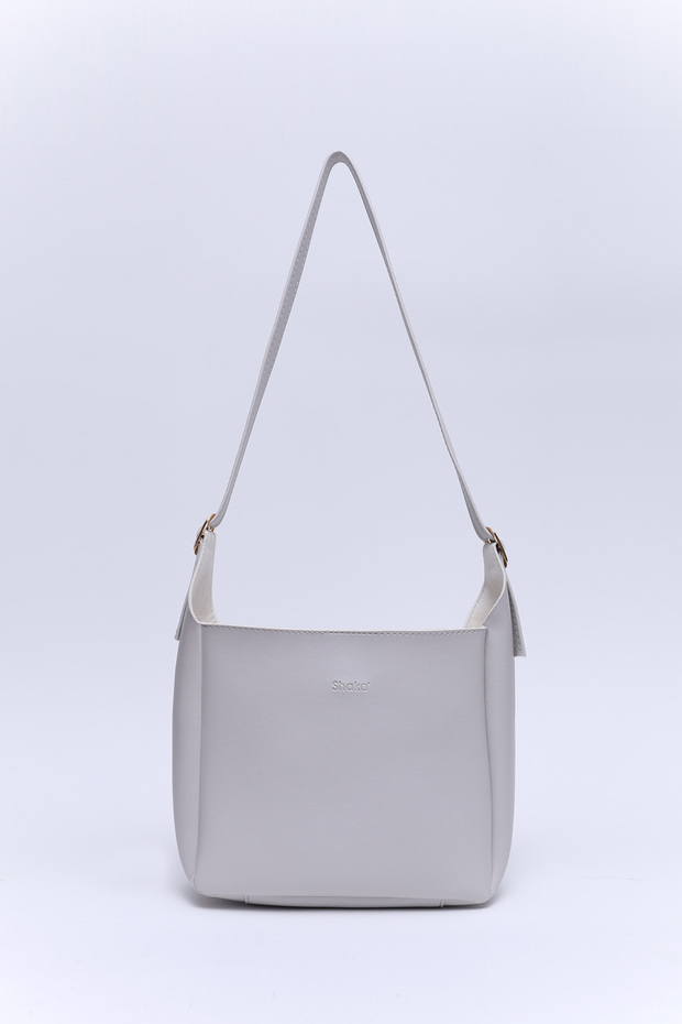 Gray Shk158 Faux Leather Single Compartment Strap Snap Crossbody and Shoulder Bag