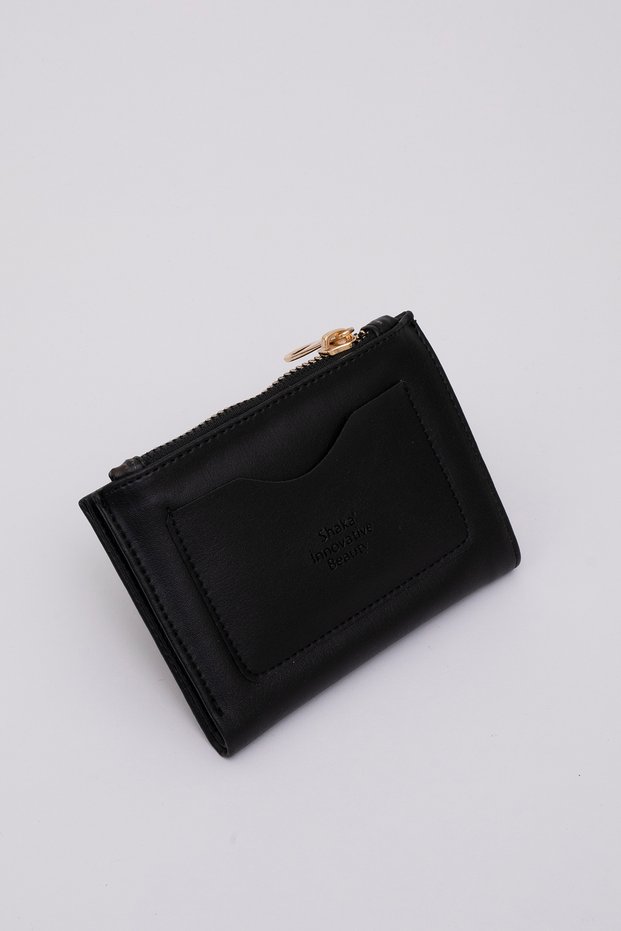 Black Synthetic Leather Wallet - Front Pocket, Harmful Card Emphasis