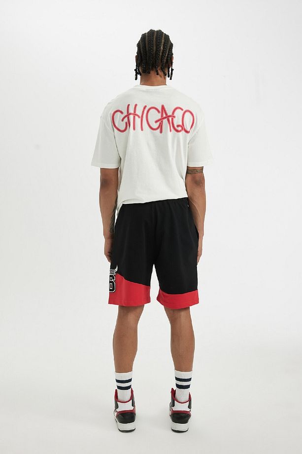 DeFactoFit NBA Chicago Bulls Standart Fit Düz Paça Şort B9894AX24SM - 6