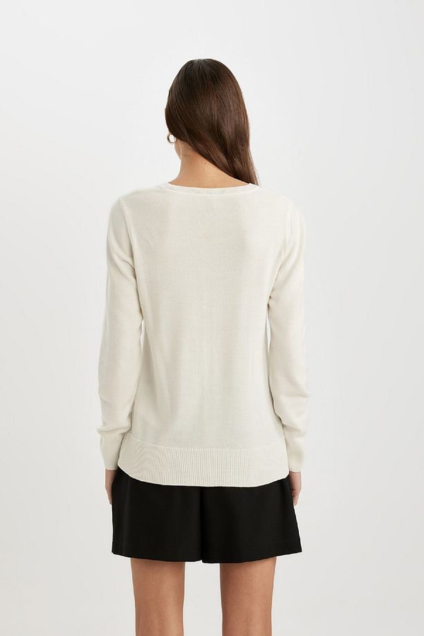 Regular Fit Yumuşak Dokulu Bisiklet Yaka Basic Düz Triko Kazak F7091az24wn - 5