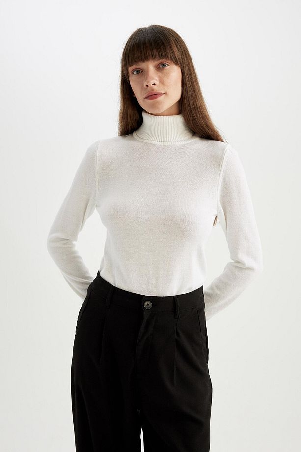 Regular Fit Yumuşak Dokulu Balıkçı Yaka Basic Düz Triko Kazak H1651az24wn - 6