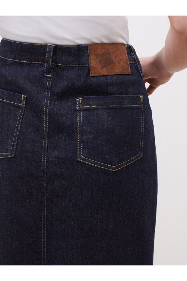 Özmarka Yeni Sezon Loose Fit Yırtmaçlı Jean Etek - 6