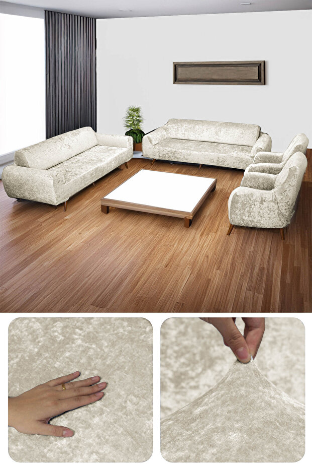 Velvet Elastic 3 3 1 1 Seat Cover Set | Sofa Cover | Sofa Bed Cover Case