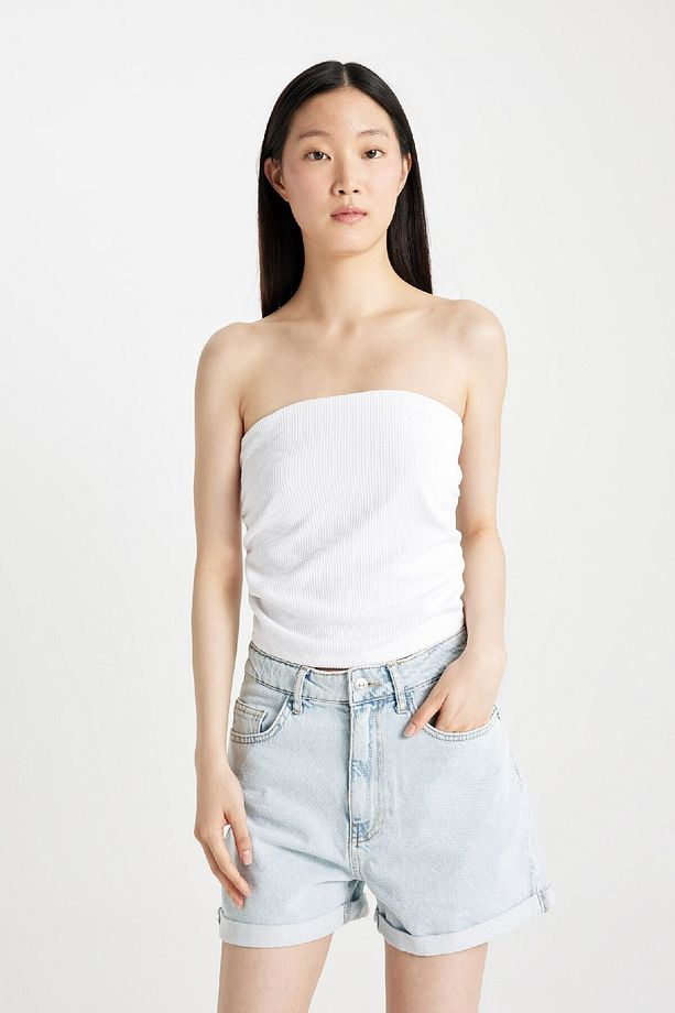 Mom Fit Yüksek Bel Katlamalı Paça Jean Şort C2379ax24hs - 3