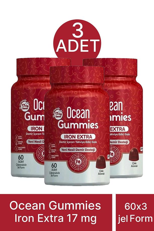 Gummies Iron Extra 17 mg 60 Çiğnenebilir Jel 3 Adet - 1