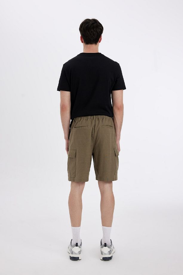 Regular Fit Keten Görünümlü Kargo Bermuda Şort B5676ax24sm - 6