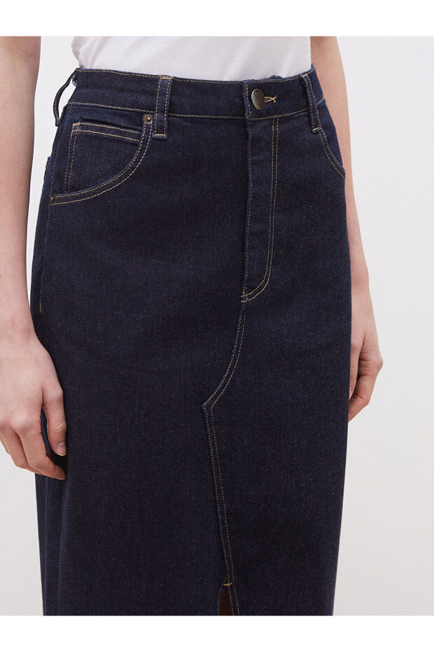 Özmarka Yeni Sezon Loose Fit Yırtmaçlı Jean Etek - 3