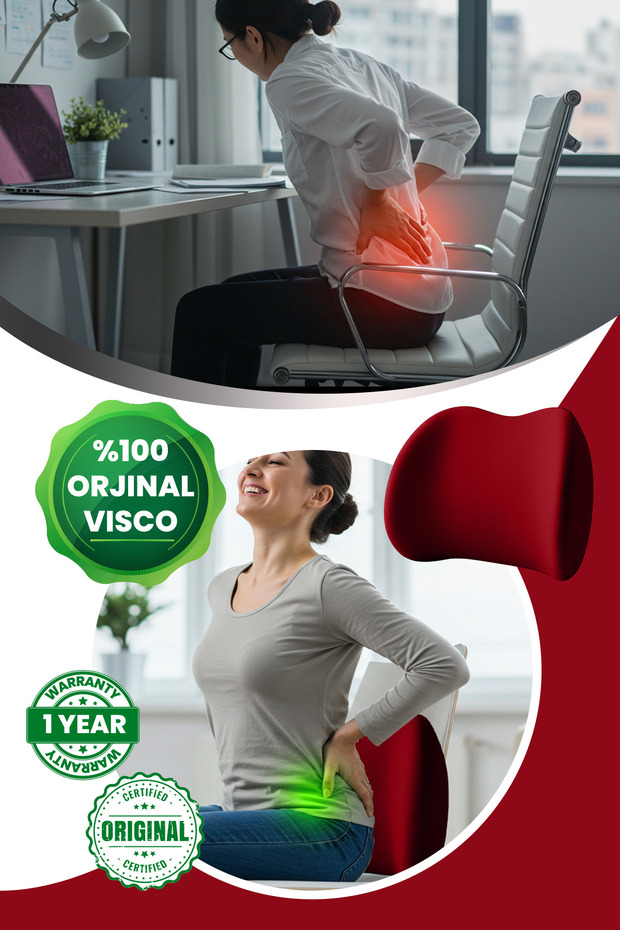 Orthopedic Visco Lumbar Pillow Back Cushion Visco Vehicle Lumbar Support Cushion Vehicle Back Pillow Black Color