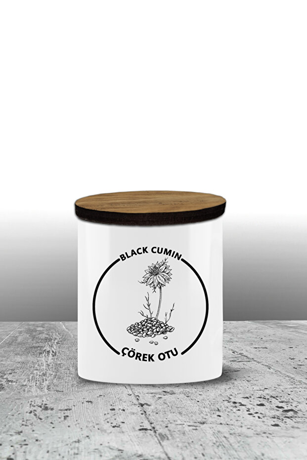 حاوية تخزين الكمون الأسود - حاوية تخزين سيراميك - وعاء بهارات - حاوية تخزين 300 مل - 1