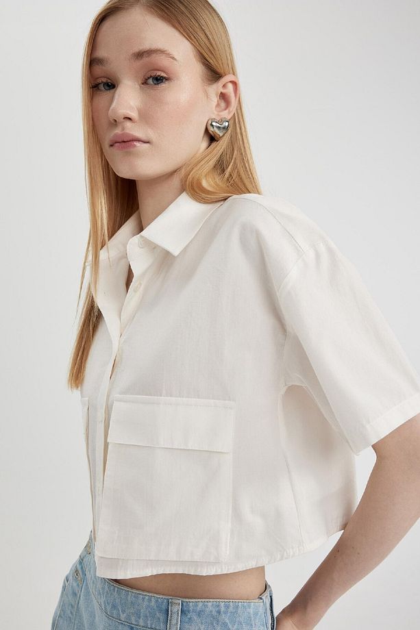 Coool Oversize Geniş Kalıp Poplin Kısa Kollu Gömlek C0739ax24sp - 8