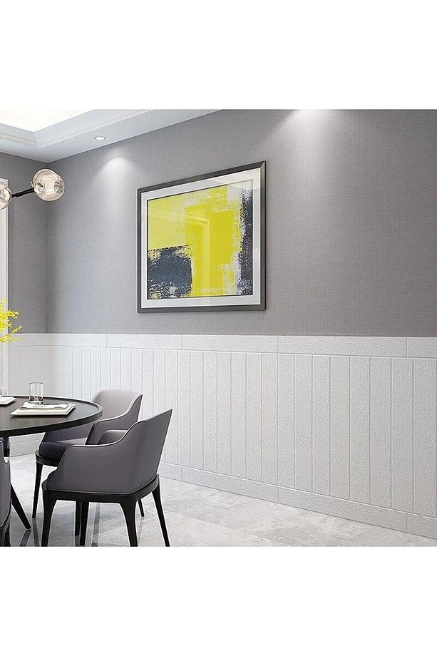 70x35cm 0,25 M2 Kendinden Yapışkanlı Beyaz Ahşap Kendinden Yapışkanlı Esnek Lambri Duvar Paneli - 3