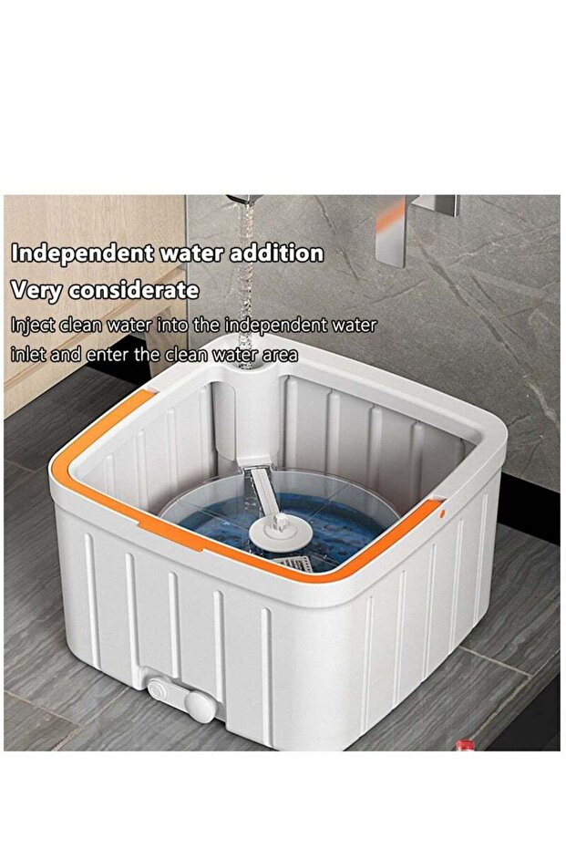 Rotating Mop Set, Mop Head Rotates 180°, With Bucket, Wet And Dry, Suitable For Tiled Floors - 2