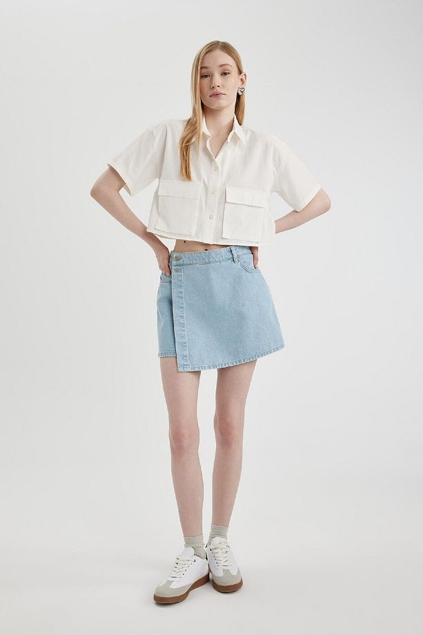 Coool Oversize Geniş Kalıp Poplin Kısa Kollu Gömlek C0739ax24sp - 5