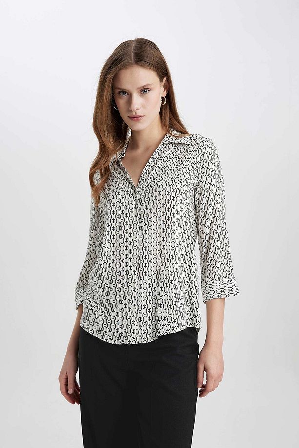 Regular Fit Uzun Kollu Desenli Gömlek K6402az24sp - 4