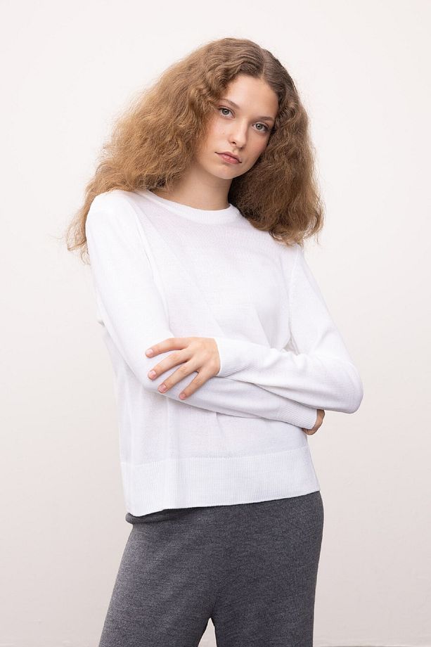Regular Fit Yumuşak Dokulu Bisiklet Yaka Basic Düz Triko Kazak C0058ax24wn - 4