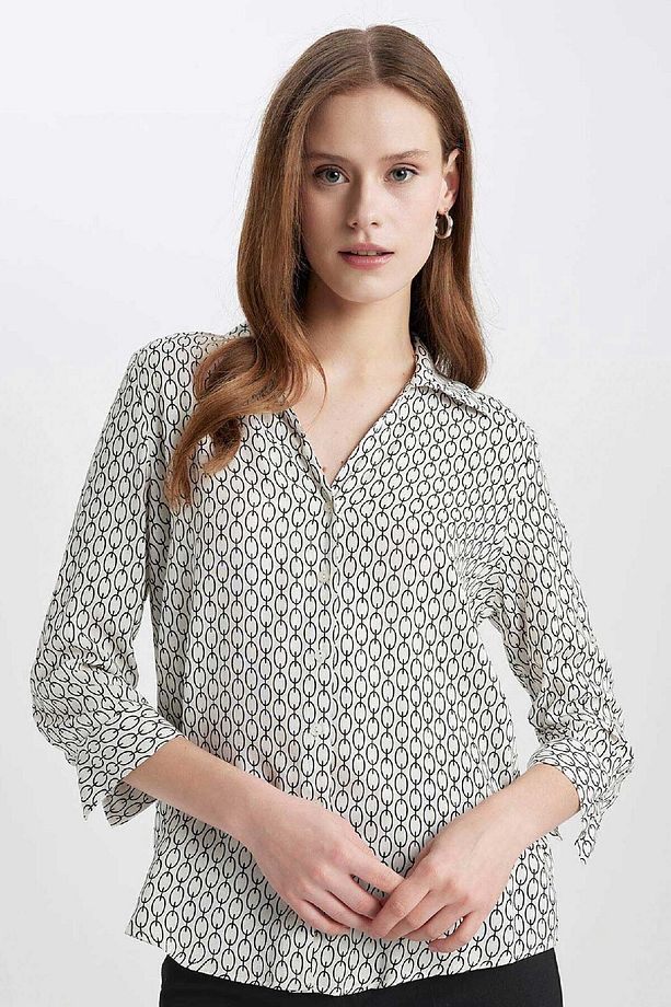 Regular Fit Uzun Kollu Desenli Gömlek K6402az24sp - 1