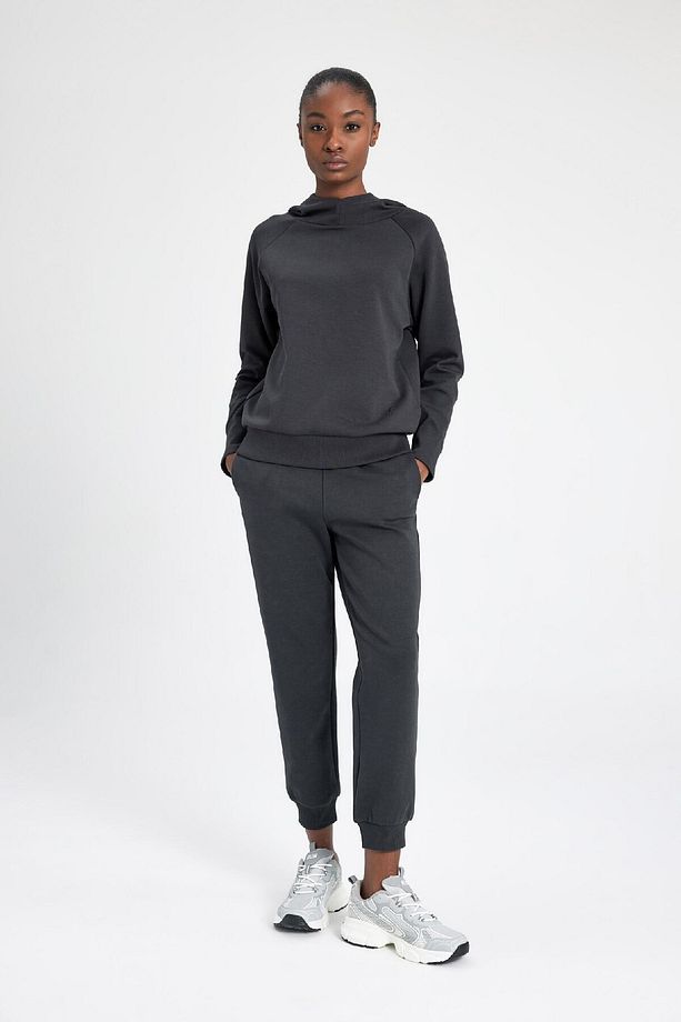 DeFactoFit Standart Fit Kapüşonlu Skuba Dalgıç Kumaş Sporcu Basic Düz Sweatshirt C2290AX24SP - 2