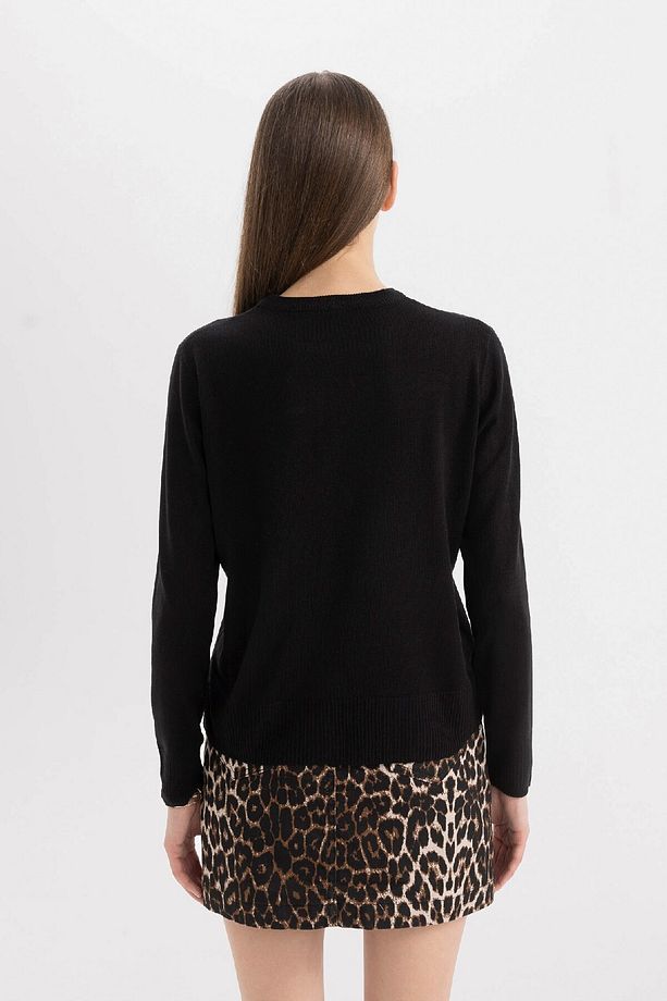 Regular Fit Yumuşak Dokulu Bisiklet Yaka Basic Düz Triko Kazak C0058ax24wn - 5