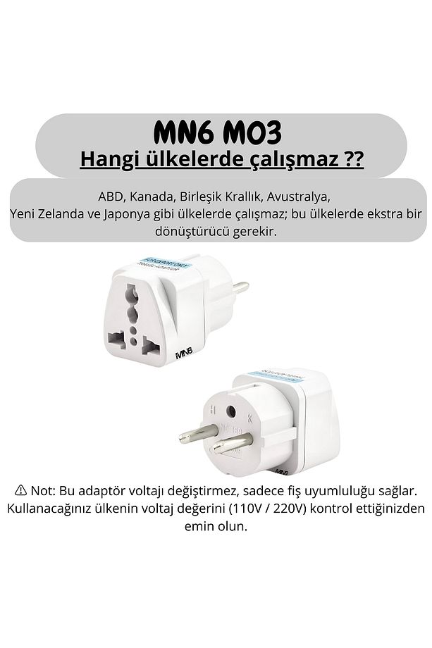M03 priz dönüştürücü/2 Adet/Amerikan Tipi Priz dönüştürücü-Dünya Ülkeler Arası Fiş Çevirici - 7