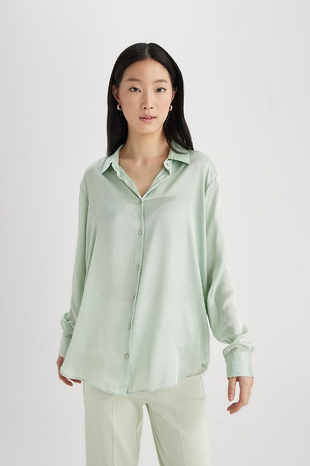 Regular Fit Saten Uzun Kollu Gömlek Z2989az24sp - 1