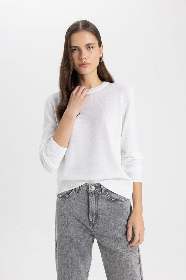 Regular Fit Yumuşak Dokulu Bisiklet Yaka Basic Düz Triko Kazak C0058ax24wn - 8