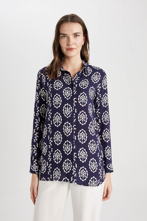 Loose Fit Gömlek Yaka Uzun Kollu Tunik T0609az24sp - 3