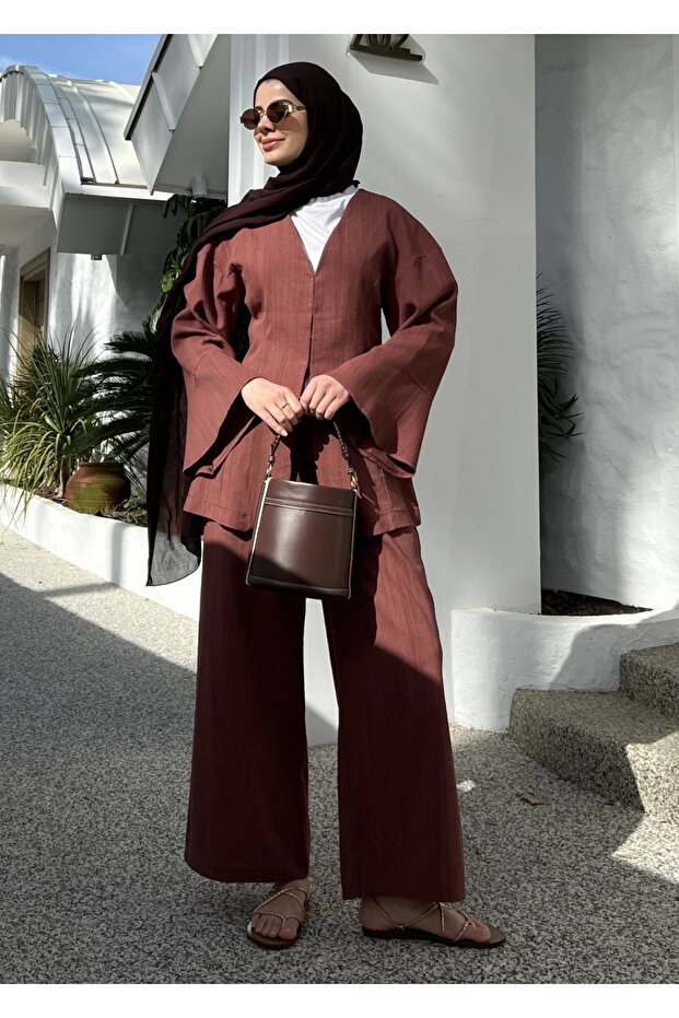 Tile 100% Cotton Jacket Pants Suit - 8645