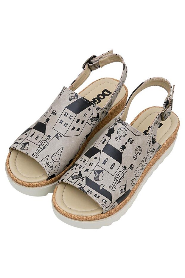 Women's Vegan Leather Multicolor Thick Sole Sandals - Toy Houses Design