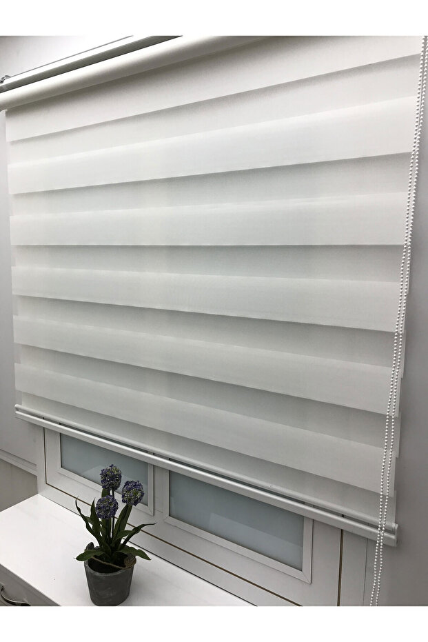 KALIN DOKUMA BEYAZ ZEBRA PERDE - 2