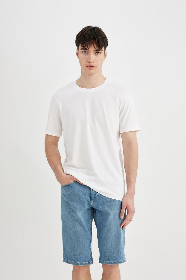 Slim Fit Dar Kesim Jean Bermuda Şort C2692ax24sm - 4