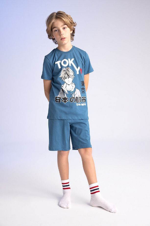 Erkek Çocuk Pijama Takımı Baskılı Kısa Kollu Üst Şort C2783a824sm - 2