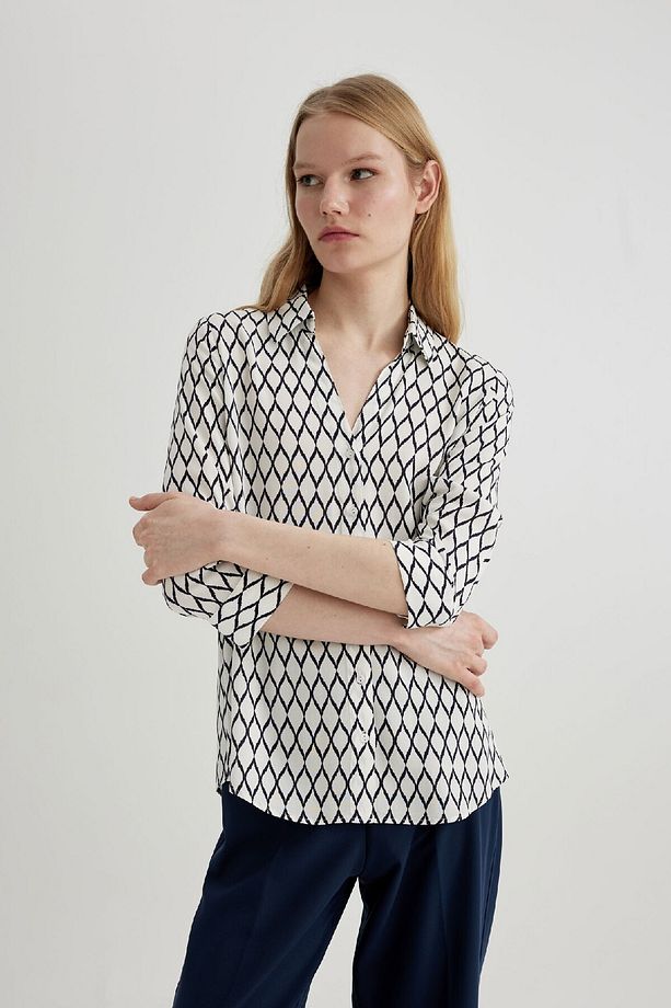 Regular Fit Uzun Kollu Desenli Gömlek K6402az24sp - 3