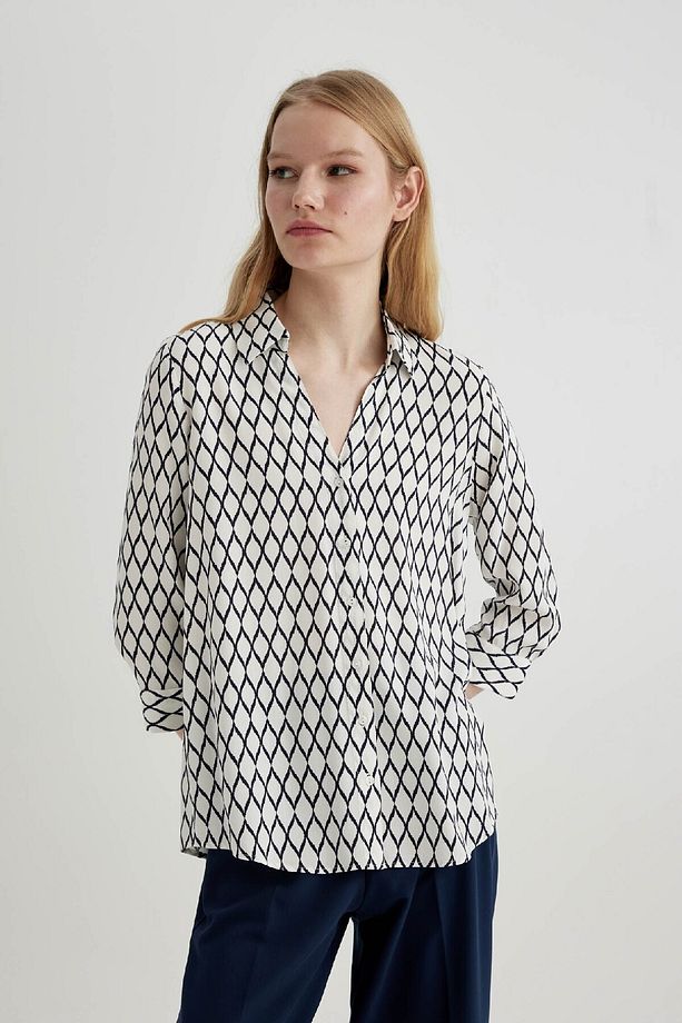 Regular Fit Uzun Kollu Desenli Gömlek K6402az24sp - 4