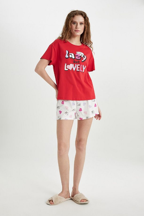 Fall In Love Pijama Takımı Regular Fit Baskılı Kısa Kollu Üst Şort C0770ax24sm - 2