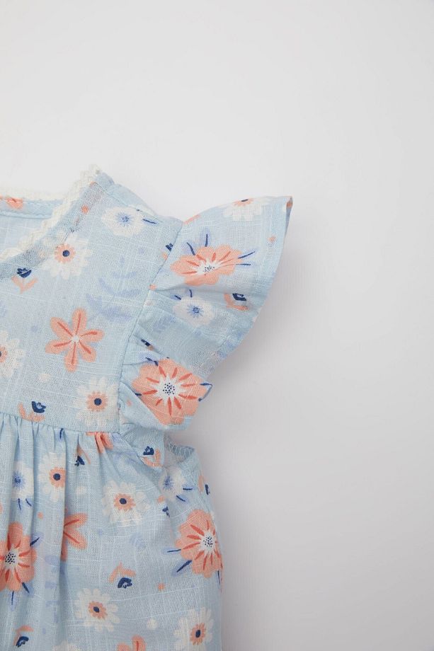 Kız Bebek Çiçekli Kolsuz Poplin Elbise C2413a524sm - 3