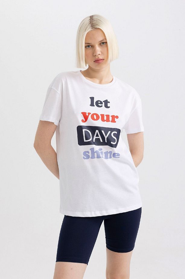 Pijama Takımı Baskılı Kısa Kollu Beli Lastikli Şort Altı-fall In Love C1738ax24sm - 3