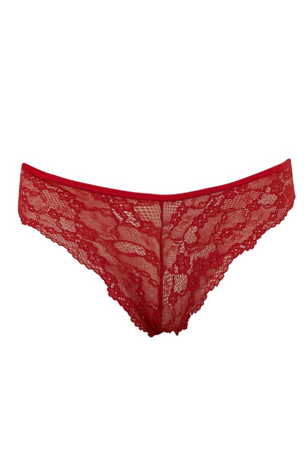 Fall in Love Christmas Themed Lace Red Brazilian Panties T3197Az24Au
