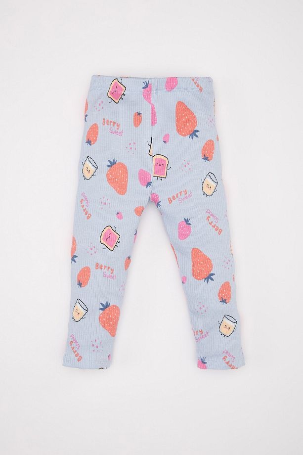 Kız Bebek Pijama Takımı Fitilli Kaşkorse Desenli Kısa Kollu Üst Uzun Alt C3477a524sm - 2