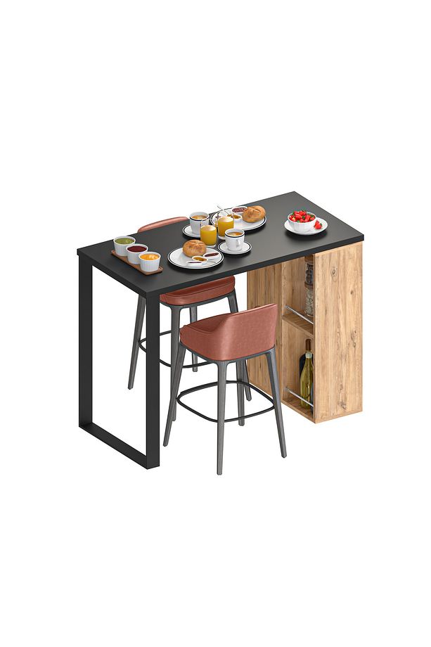 Bistro Serisi Yüksek Mutfak Masası Ceviz-Siyah - 3