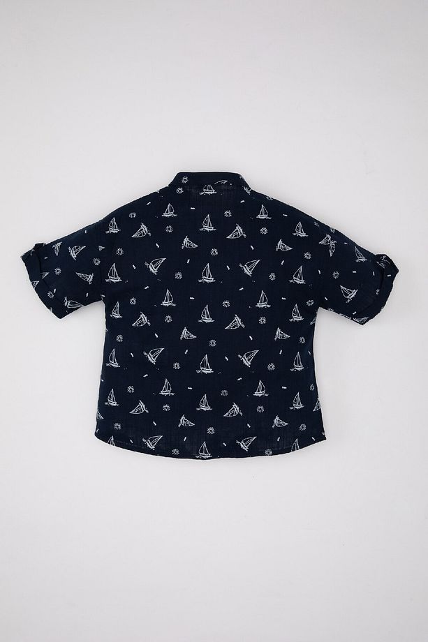 Erkek Bebek Flamlı Poplin Desenli Kısa Kollu Gömlek C3412a524sm - 5