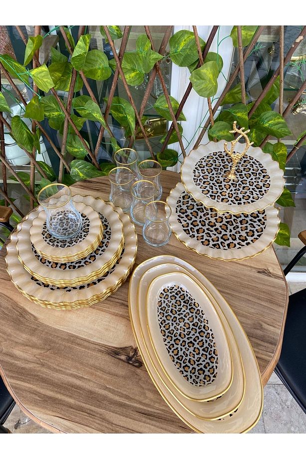 Gürcüglass 28 prç leopar kahvaltı seti - 2