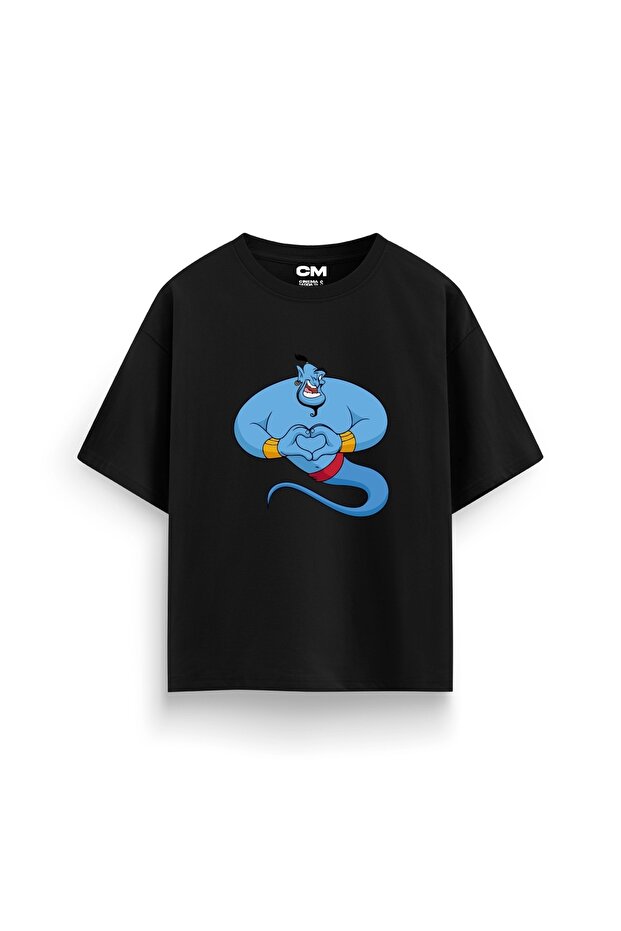 Aladdin Printed Comfortable Fit 30/1 Unisex Black Tshirt