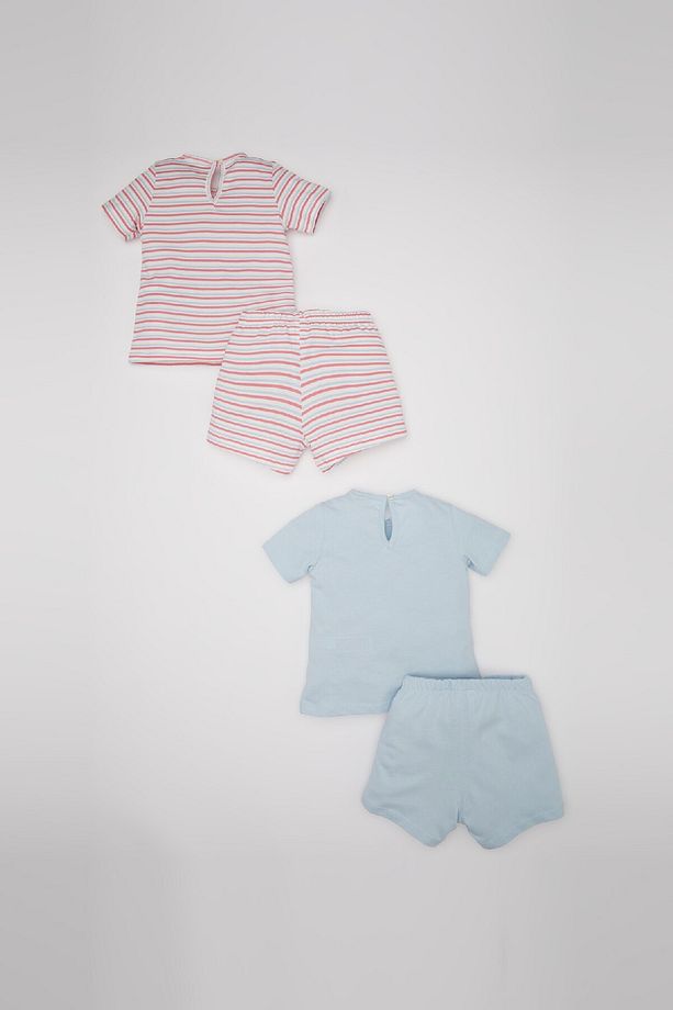 Kız Bebek 4'lü Pijama Takımı Baskılı Kısa Kollu Penye Üst Şort C3485a524hs - 5